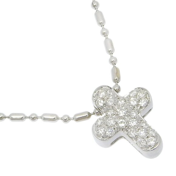 STAR JEWELRY cross Necklace K18 white gold 4.4g Women - Picture 1 of 7